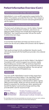 Alpha‑1 Patient Information Overview, back page